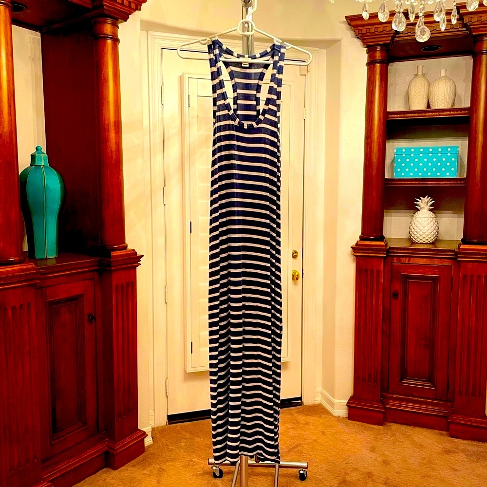 J Crew maxi dress blue / white striped